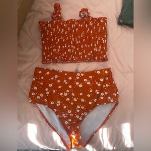 Red floral bikini